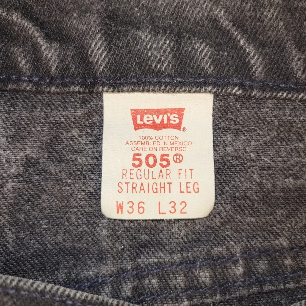 VTG Levis 505 Jeans Mens 36x32 Black Orange Tab Straight Leg Regular Fit 90s